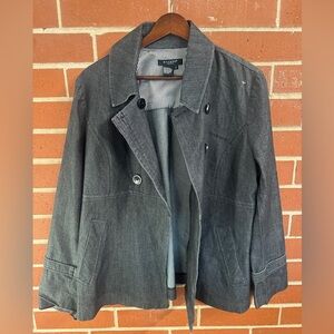 Sandro Paris Gray Denim Jacket Women’s Large Double Breasted